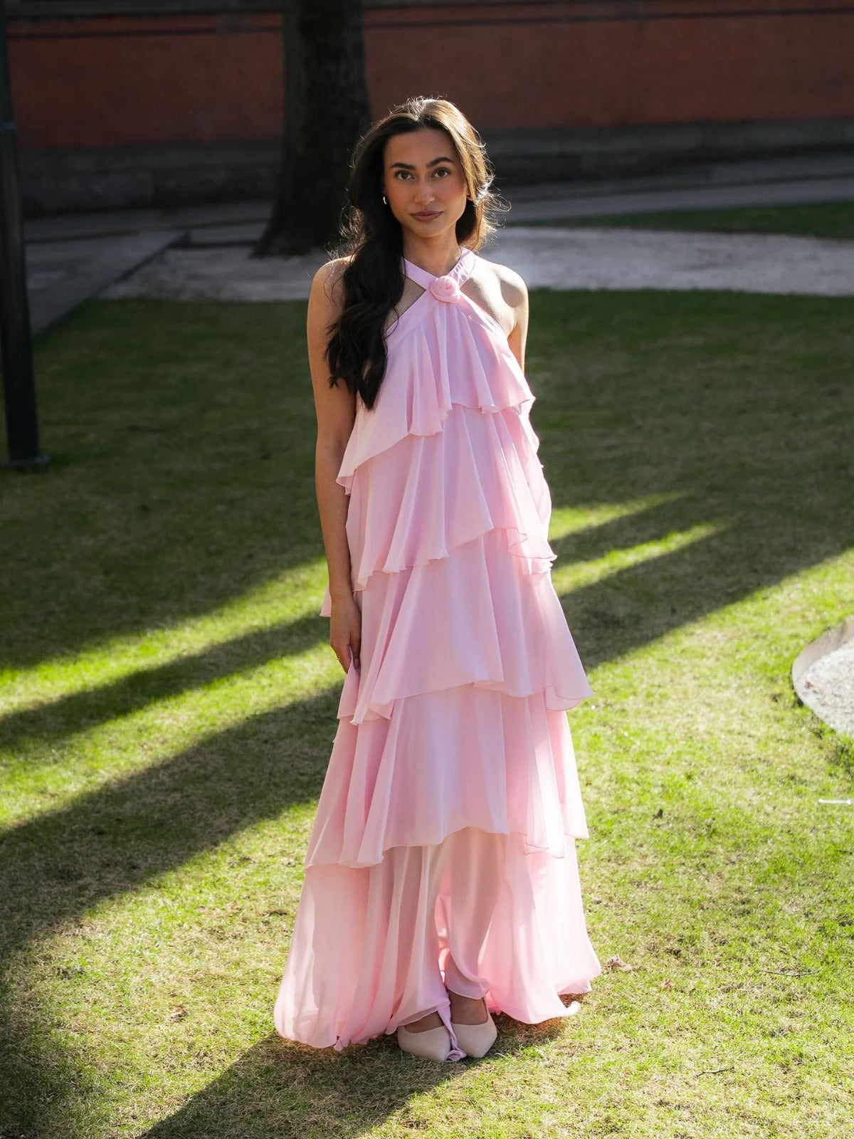 Rosette Cascade Maxi Dress