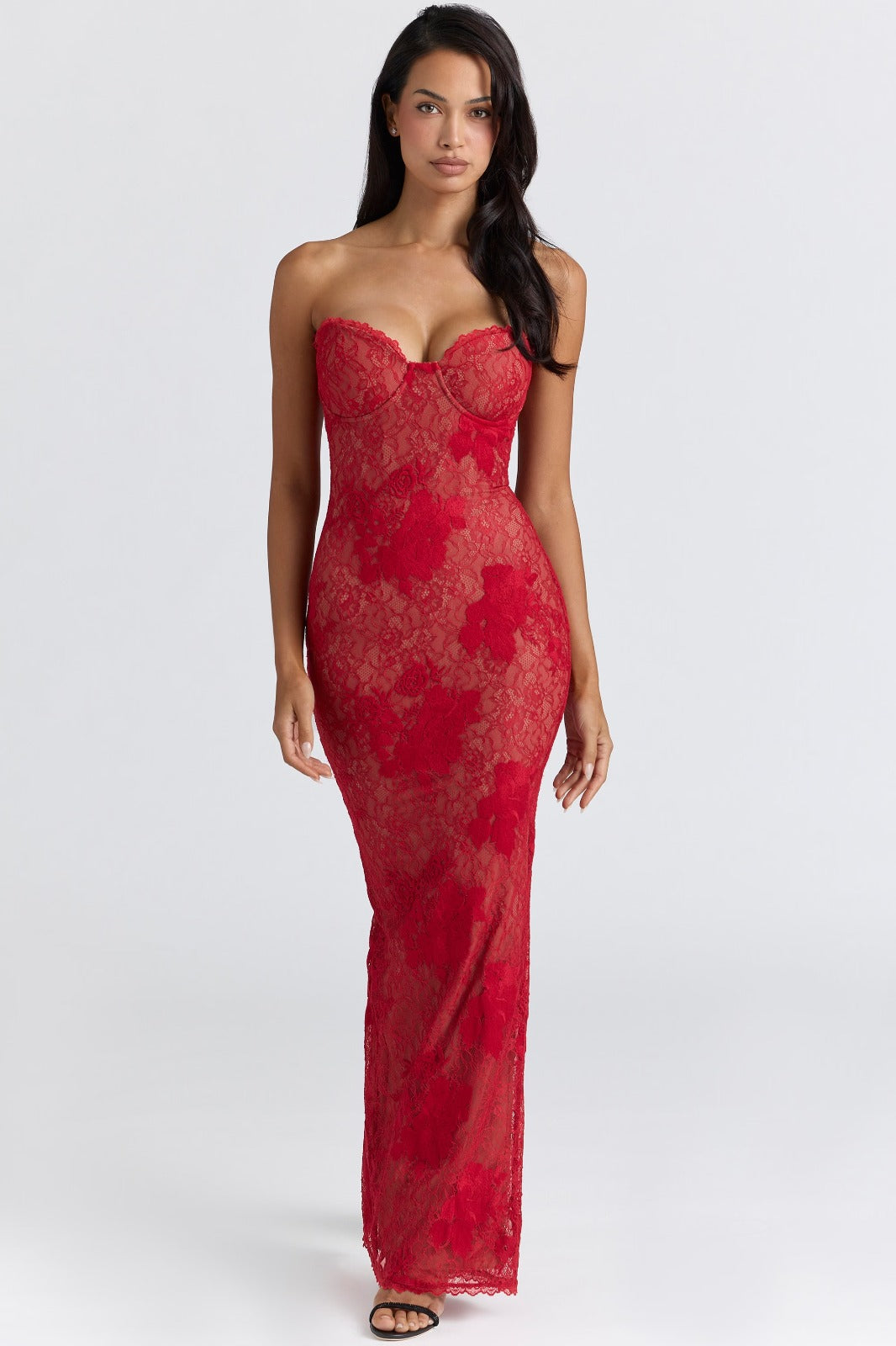 Elowen Lace Maxi Dress - Red