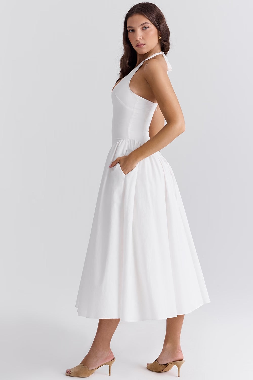 Valenne Midi Dress - White