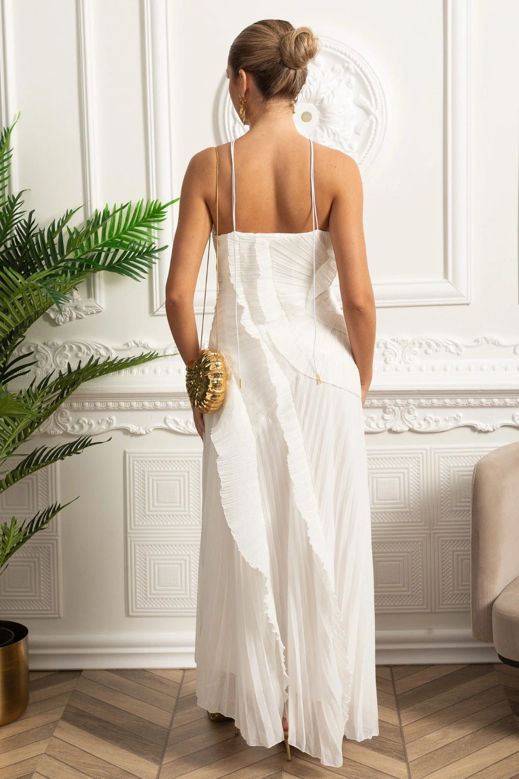 Velour Ivory Ruffle Gown