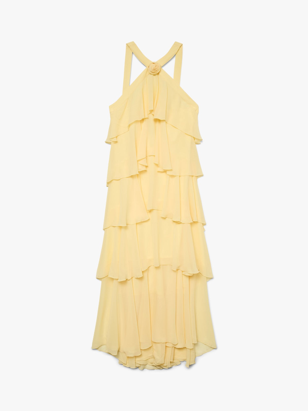 Rosette Cascade Maxi Dress - Yellow
