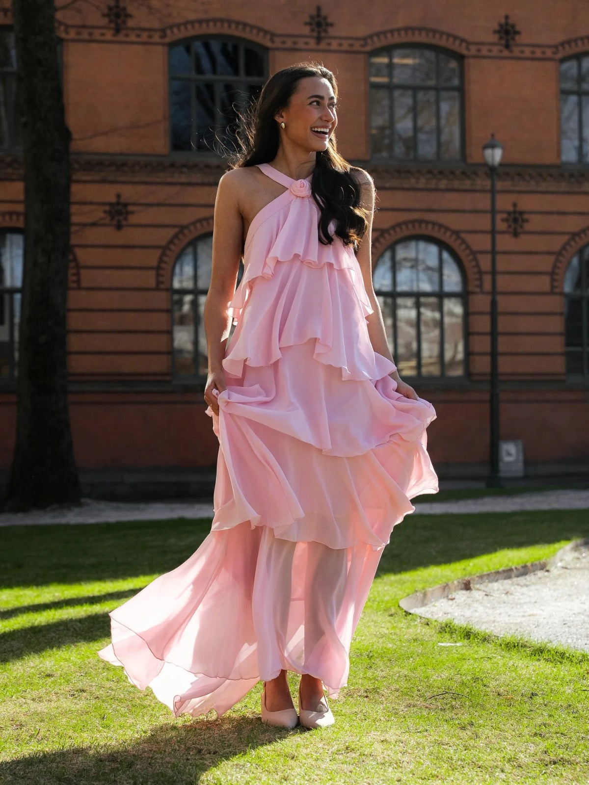Rosette Cascade Maxi Dress